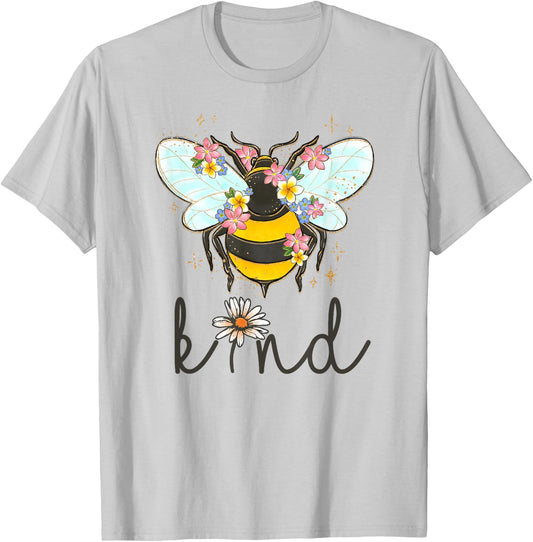 Cool Bee Kind Shirt Flower Funny Bumble Bee Women Girls T-Shirt - T-Shirt | Ash