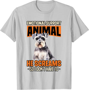 Emotional Support Animal Miniature Schnauzer Dog Breed T-Shirt - T-Shirt | Ash