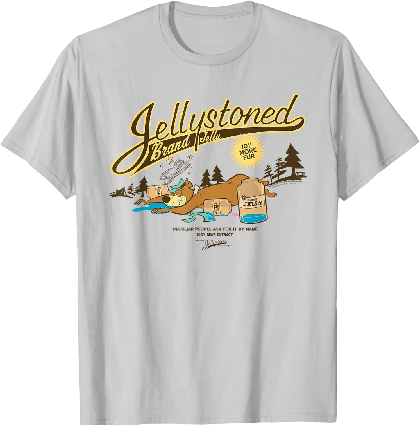 Yogi Bear Jellystoned Brand Jelly T-Shirt - T-Shirt | Ash