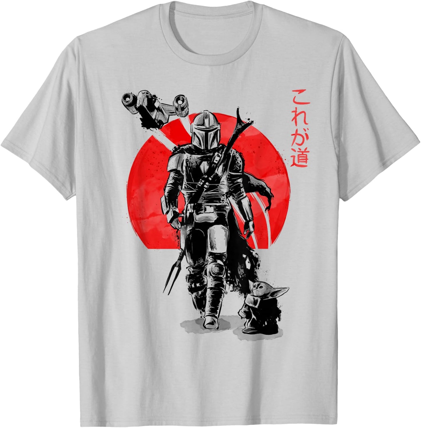 Star Wars The Mandalorian The Child Red Sun Ink Portrait T-Shirt - T-Shirt | Ash