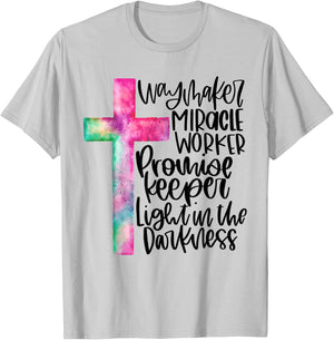 Waymaker Miracle Worker Rainbow Christian Jesus God Women T-Shirt - T-Shirt | Ash