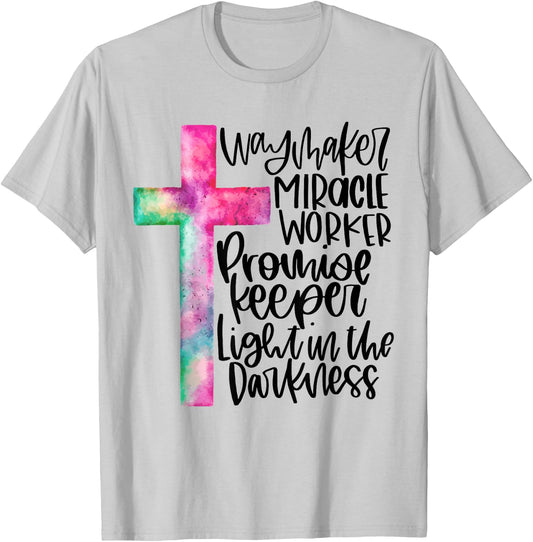 Waymaker Miracle Worker Rainbow Christian Jesus God Women T-Shirt - T-Shirt | Ash
