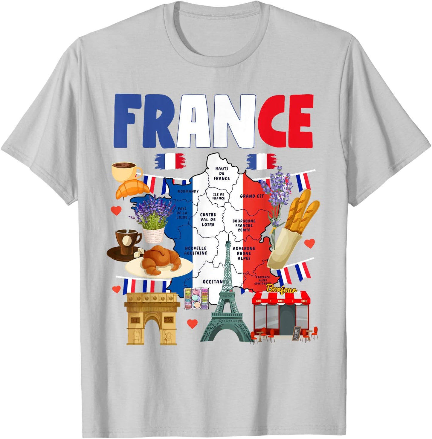 France Flag Outfit Idea For Kids French Flag & Lavender T-Shirt - T-Shirt | Ash