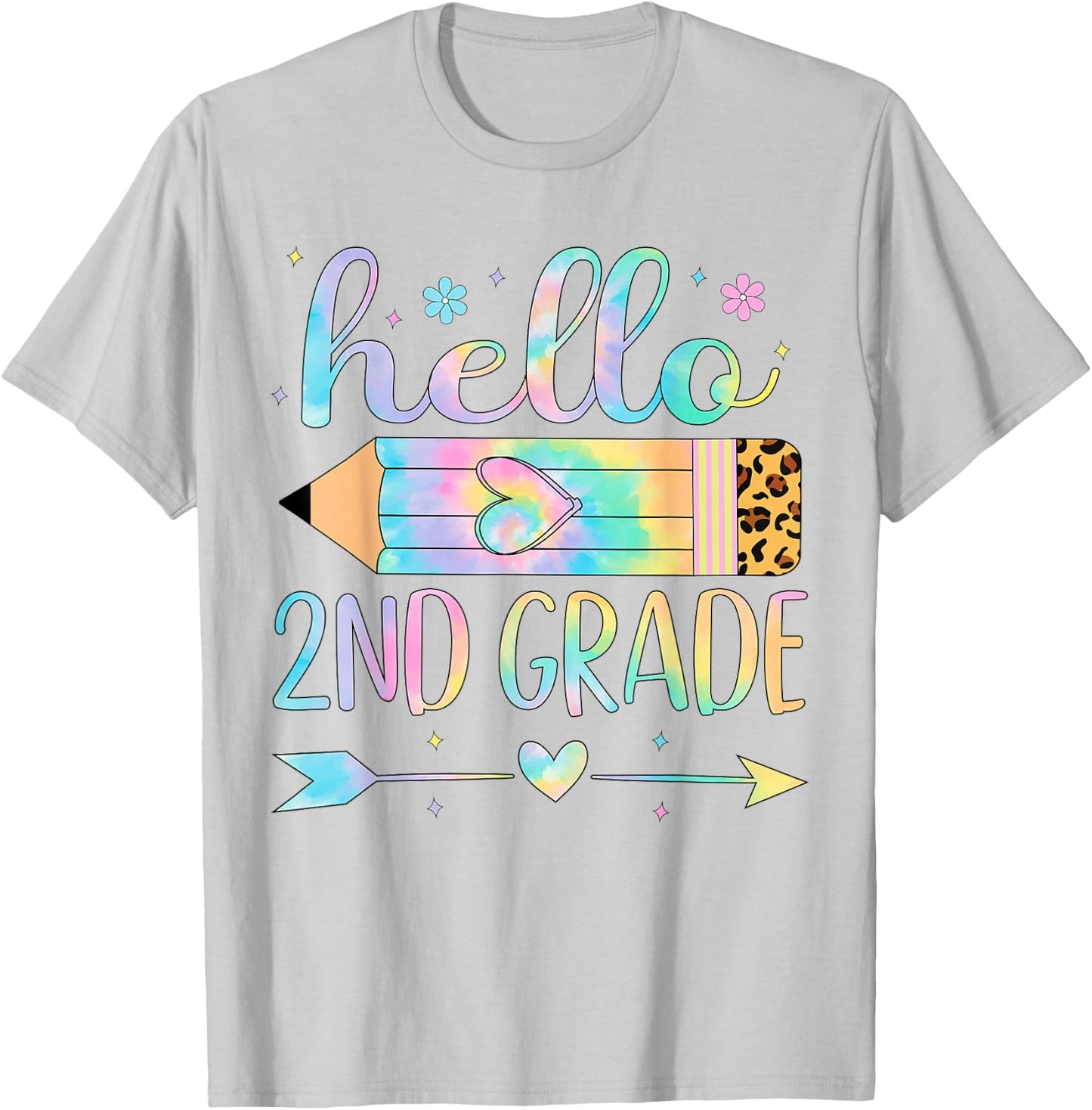 Tie Dye 2nd Grade Back To School Hello Second Grade Teacher T-Shirt - T-Shirt | Ash