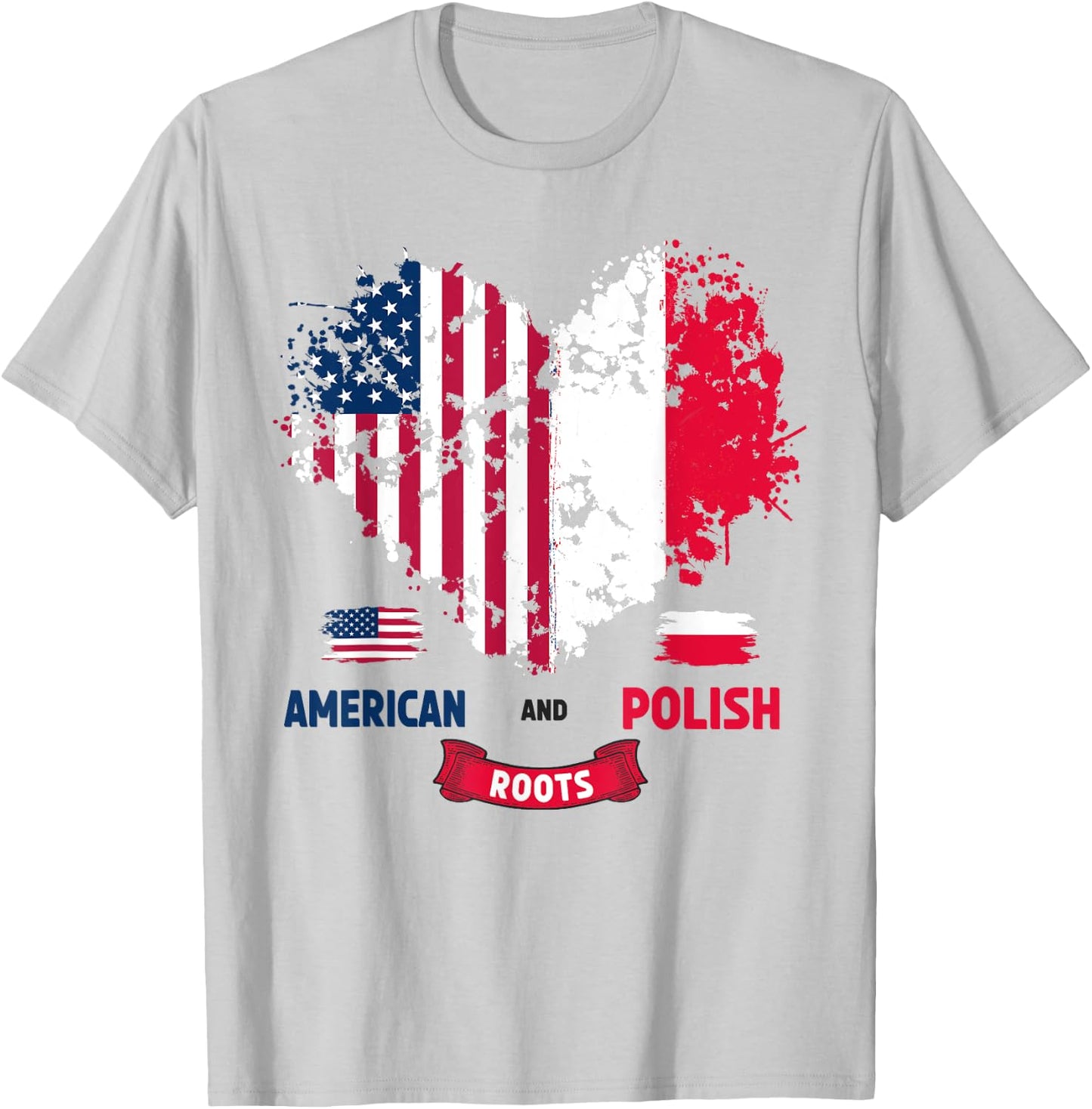 Polish American Flag Ideas For Kids Poland Flag Heart T-Shirt - T-Shirt | Ash