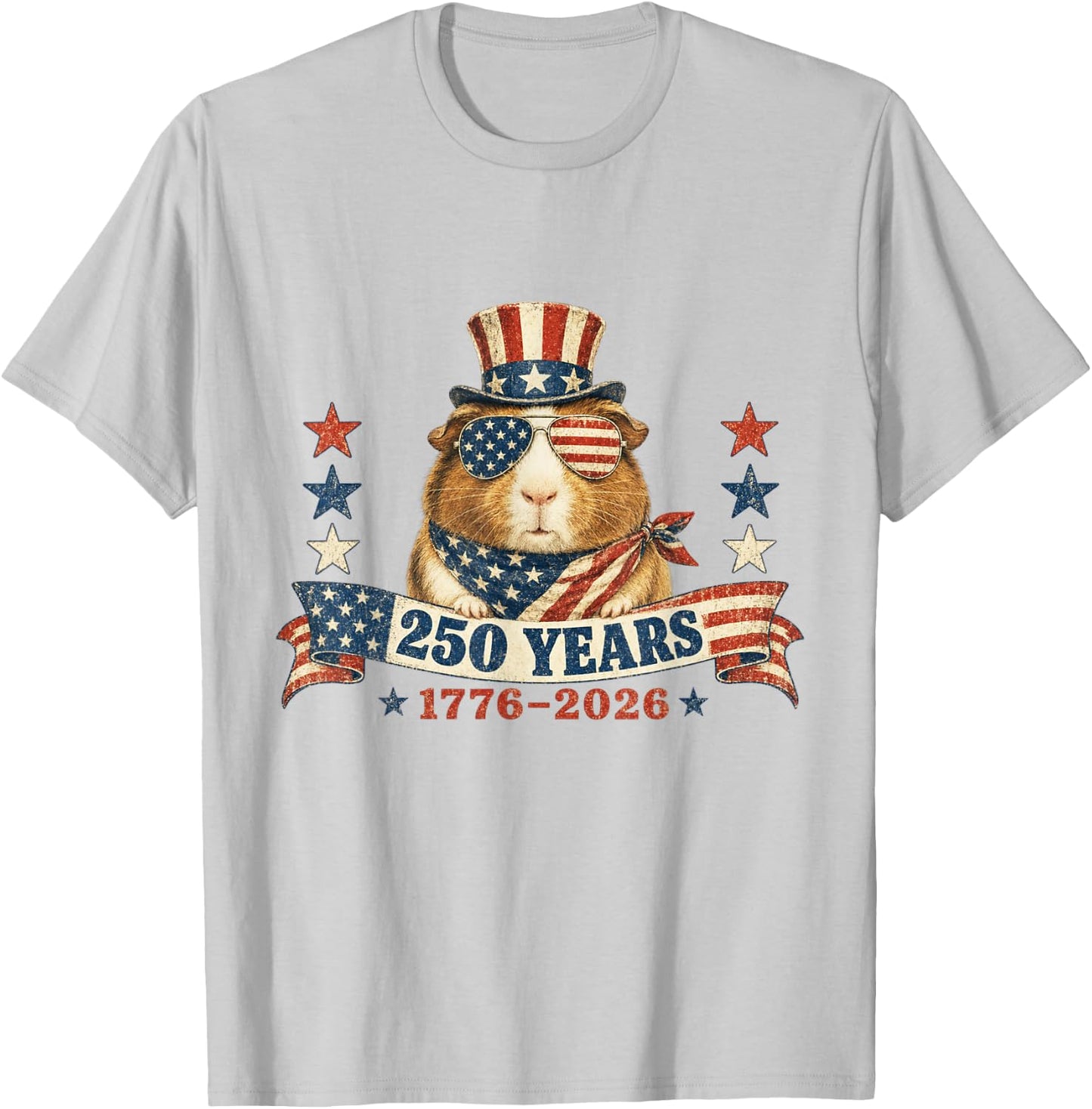Funny USA Independence Day Patriotic 4th of July Guinea Pig T-Shirt - T-Shirt | Ash