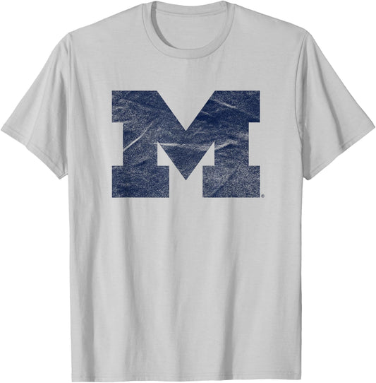 University of Michigan Wolverines U of M Distressed Primary T-Shirt - T-Shirt | Ash