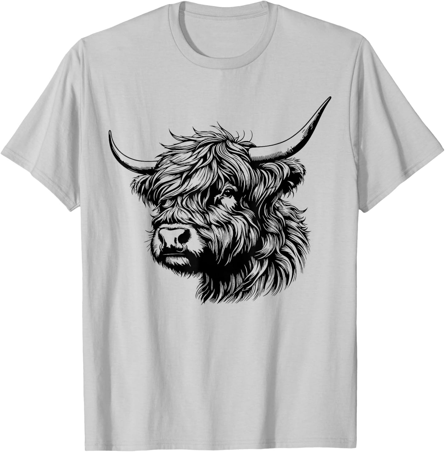 Scottish Highland Cow Head Calf Animal Cute Highland Cow T-Shirt - T-Shirt | Ash