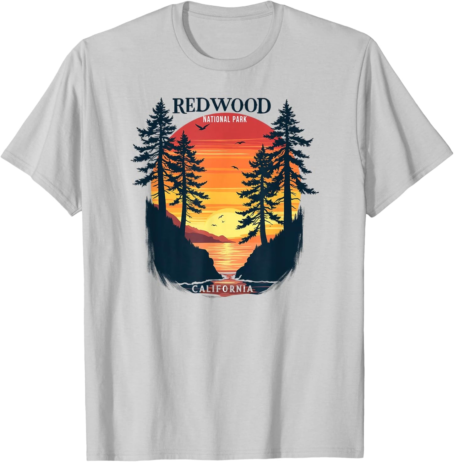 Redwood National Park California Sunset T-Shirt - T-Shirt | Ash