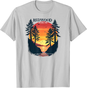 Redwood National Park California Sunset T-Shirt - T-Shirt | Ash