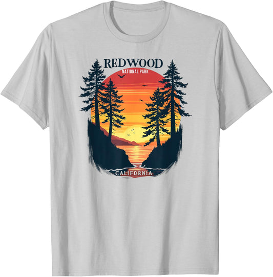 Redwood National Park California Sunset T-Shirt - T-Shirt | Ash