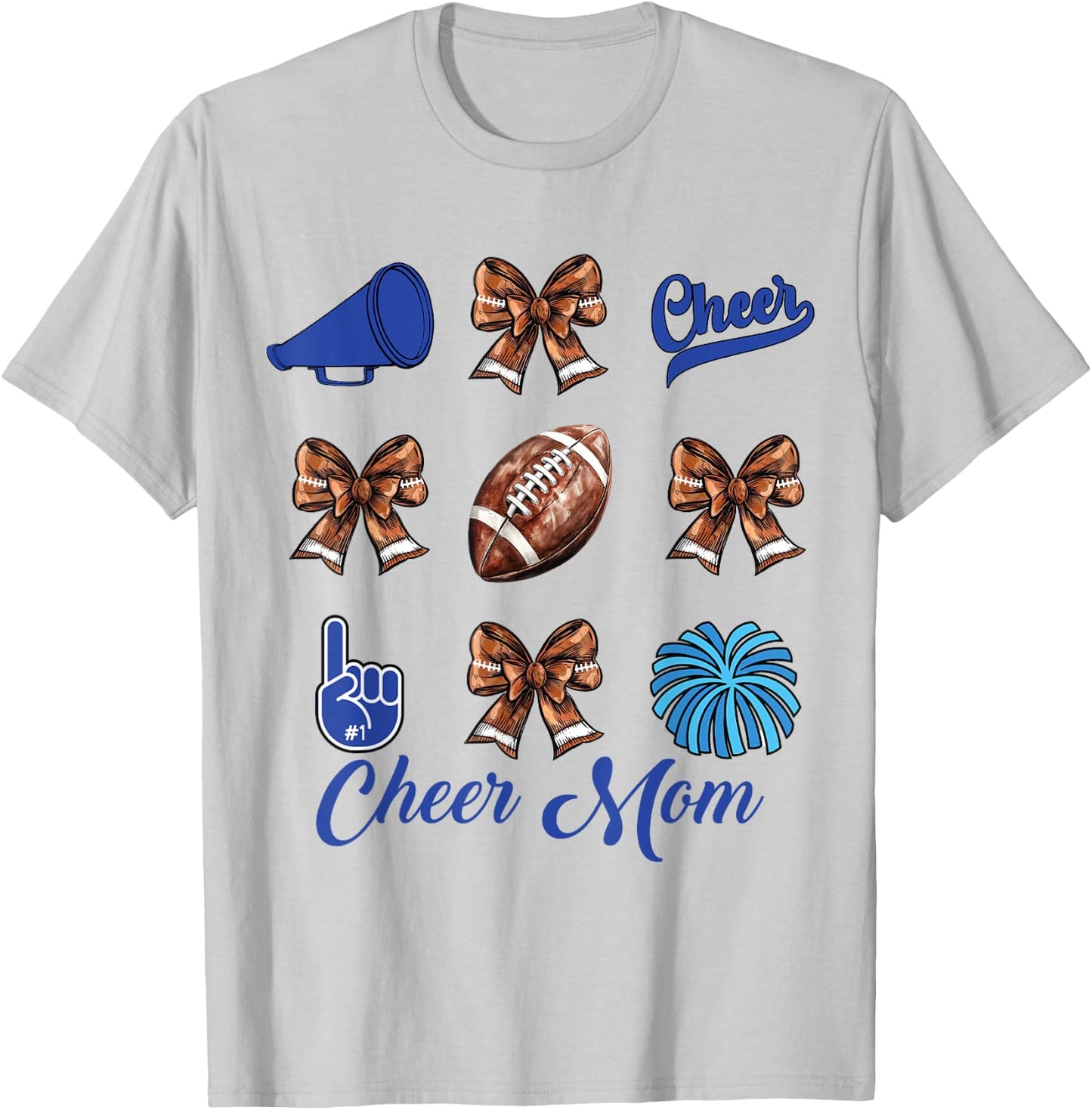 Cheer Mom Football Coquette Bow Cheerleading Mama T-Shirt - T-Shirt | Ash