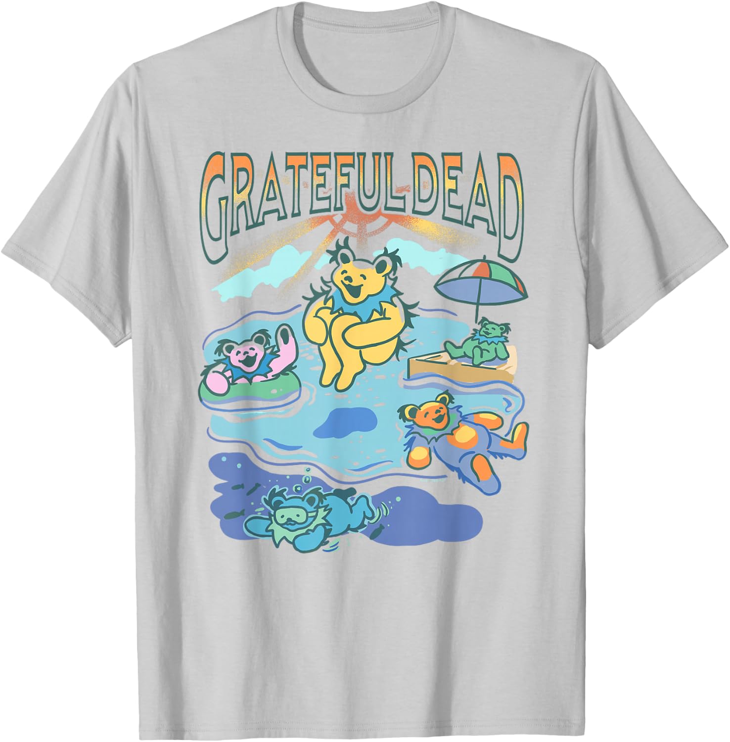 Grateful Dive Summertime Swimming Bears Vintage Band T-Shirt - T-Shirt | Ash