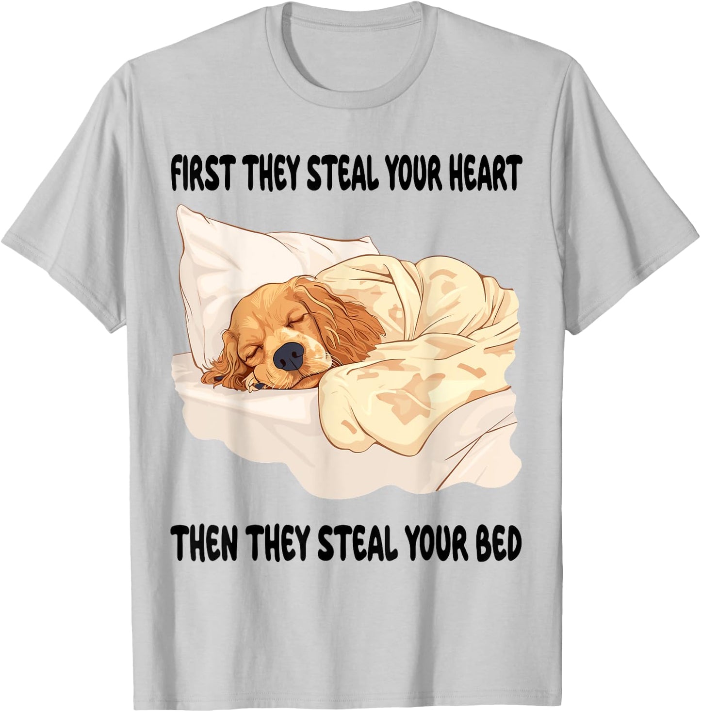 Cocker Spaniel Sleeping Pajamas Nightgown T-Shirt - T-Shirt | Ash