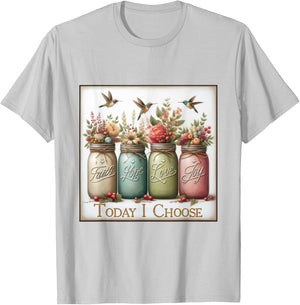 Christian Faith Hope Love Wild Flowers Jars T-Shirt - T-Shirt | Ash