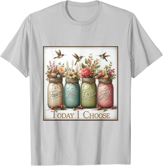 Christian Faith Hope Love Wild Flowers Jars T-Shirt - T-Shirt | Ash