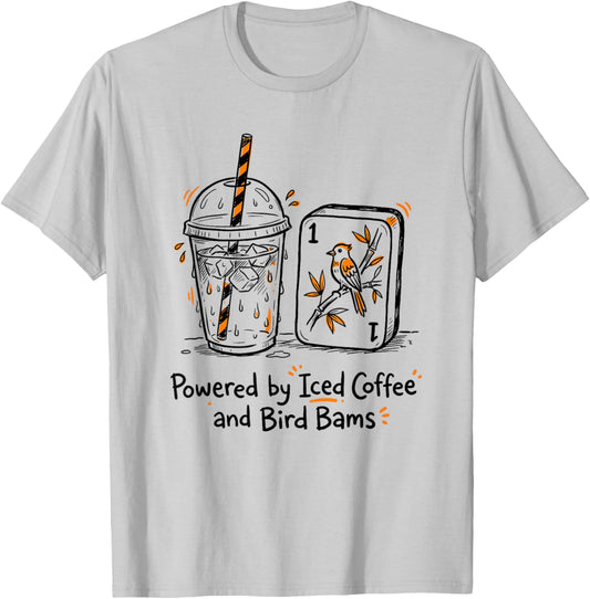 Mah Jongg Iced Coffee and Bird Bams Funny Women Mahjong T-Shirt - T-Shirt | Ash