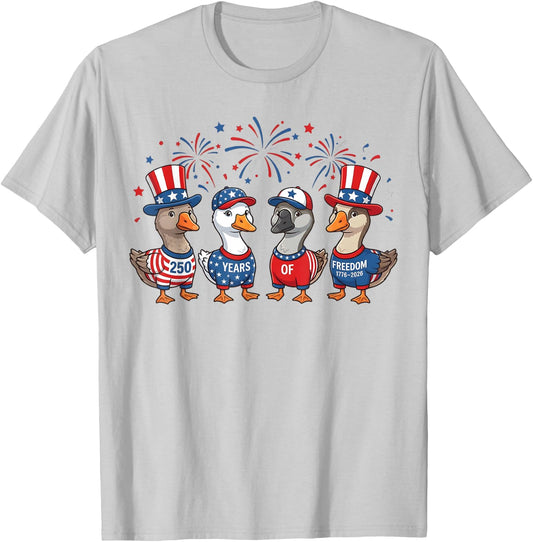 250 Gooses Anniversary Patriotic American Independence Day T-Shirt - T-Shirt | Ash