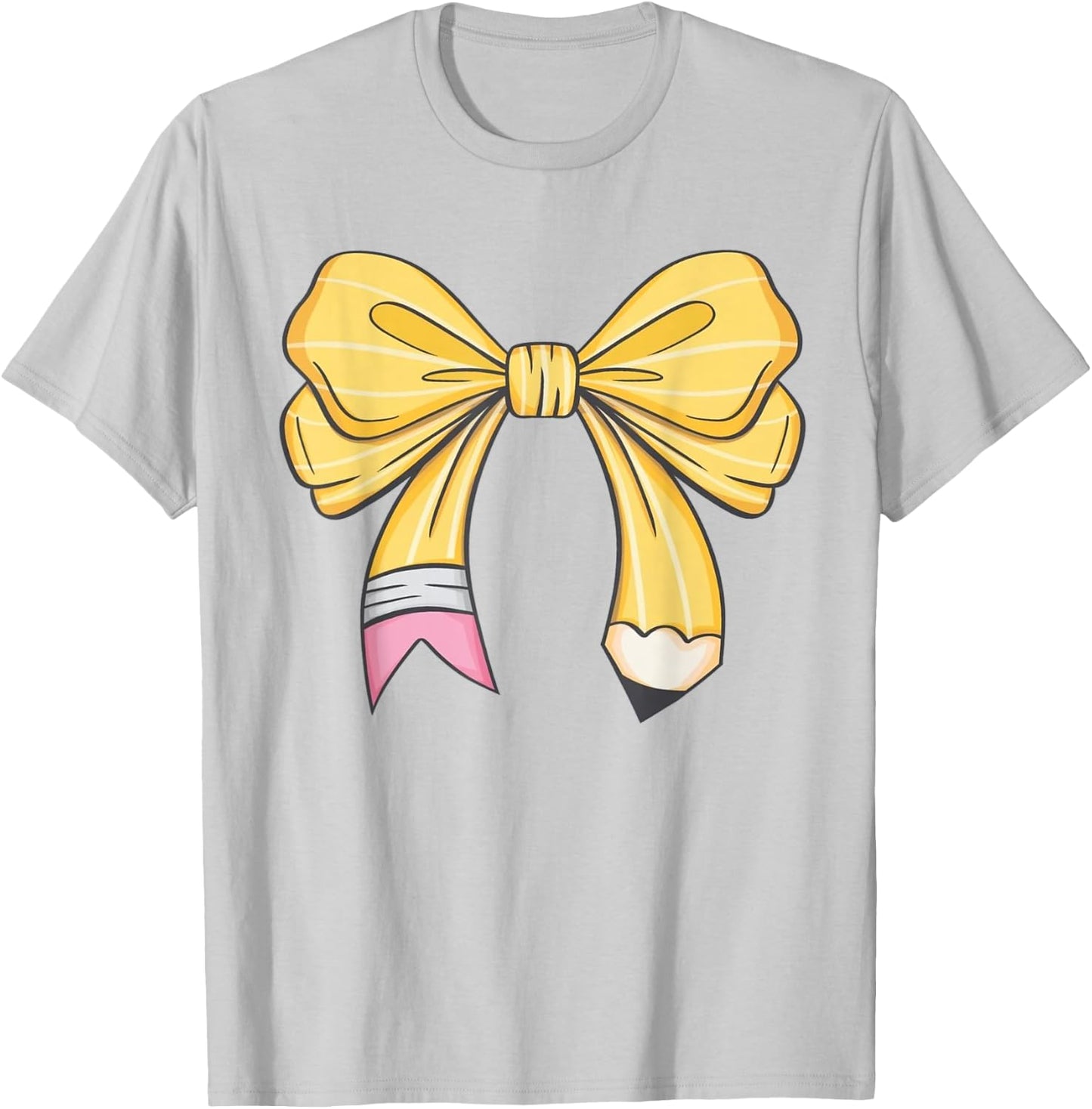 Coquette Pencil Bow Teacher Back To School Men Women T-Shirt - T-Shirt | Ash