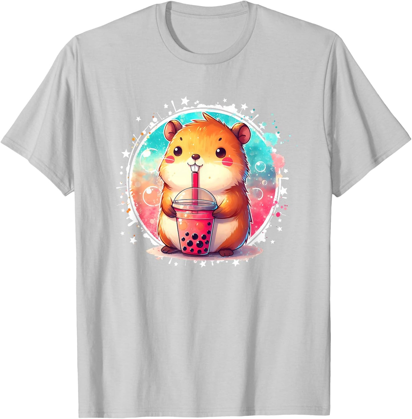 Kawaii Capybara Drinks Boba Bubble Tea Kawaii Clothes Kawaii T-Shirt - T-Shirt | Ash