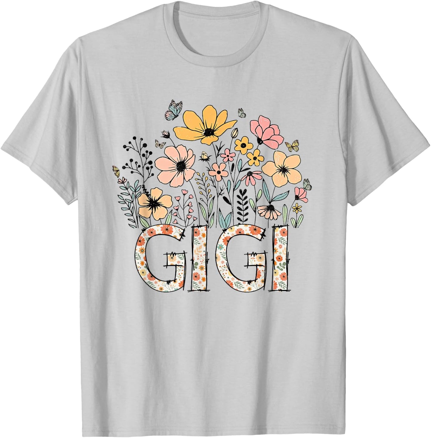 GiGi Wildflower Cute Floral Mother's Day For Grandma Women T-Shirt - T-Shirt | Ash