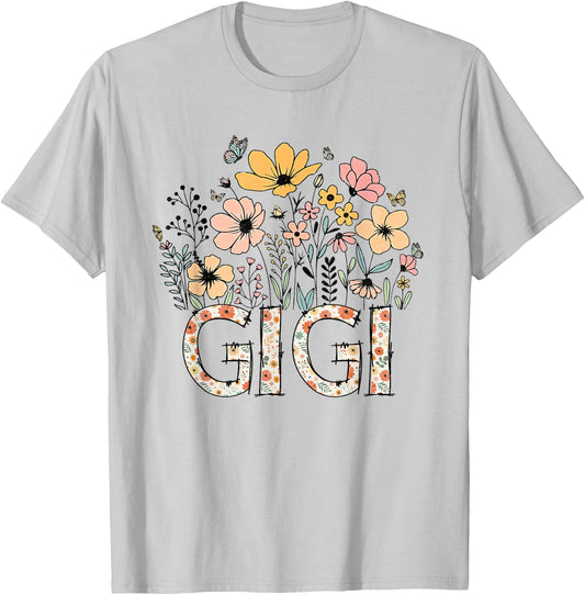 GiGi Wildflower Cute Floral Mother's Day For Grandma Women T-Shirt - T-Shirt | Ash