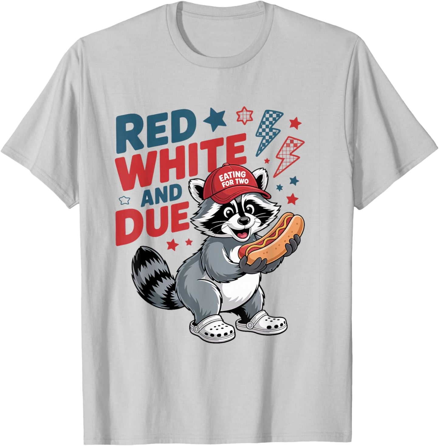 Red White and Due Funny Raccoon 4th of July T-Shirt - T-Shirt | Ash