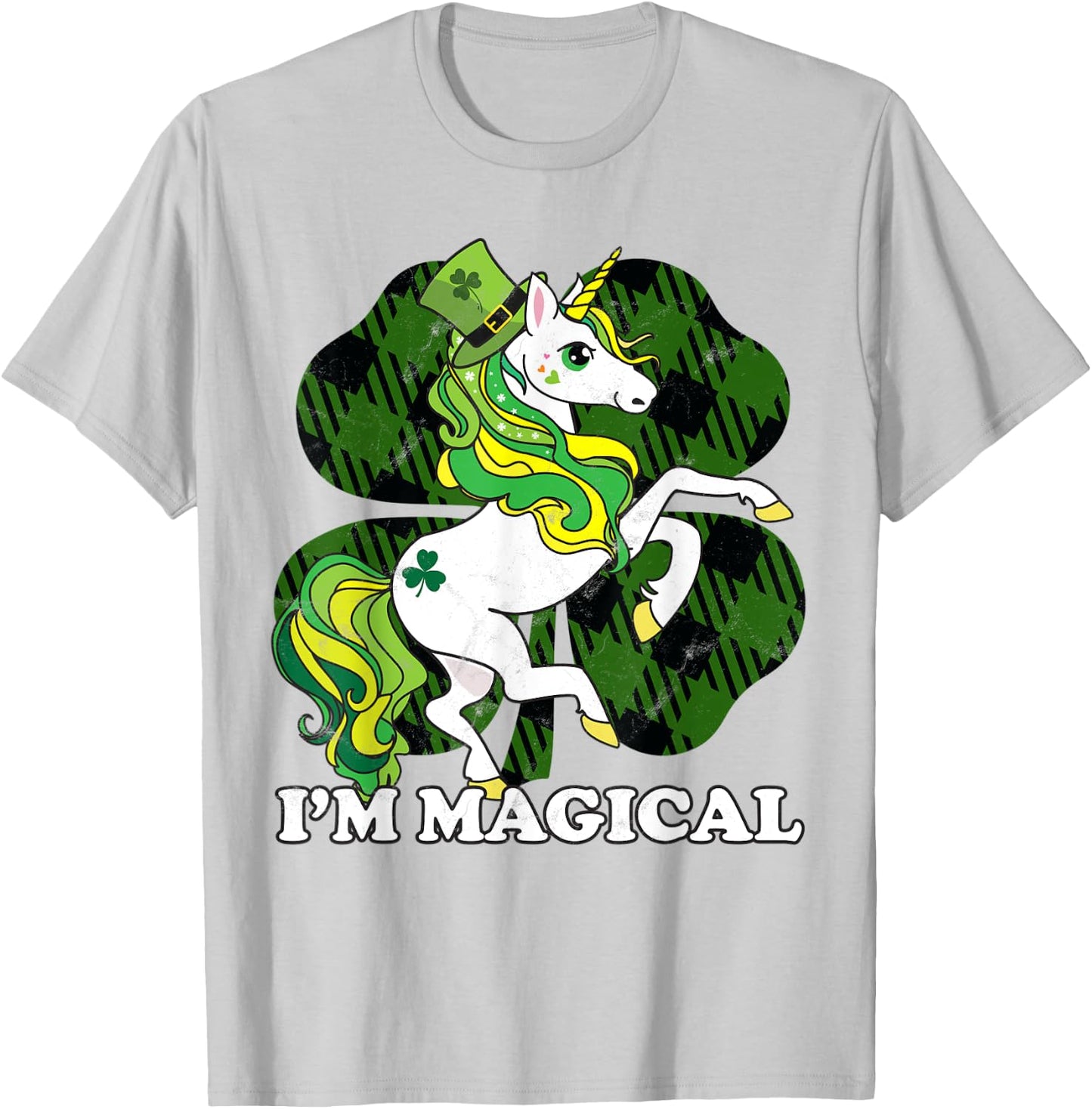 Unicorn Plaid St Patricks Day Magical Lepricorn Girl Women T-Shirt - T-Shirt | Ash