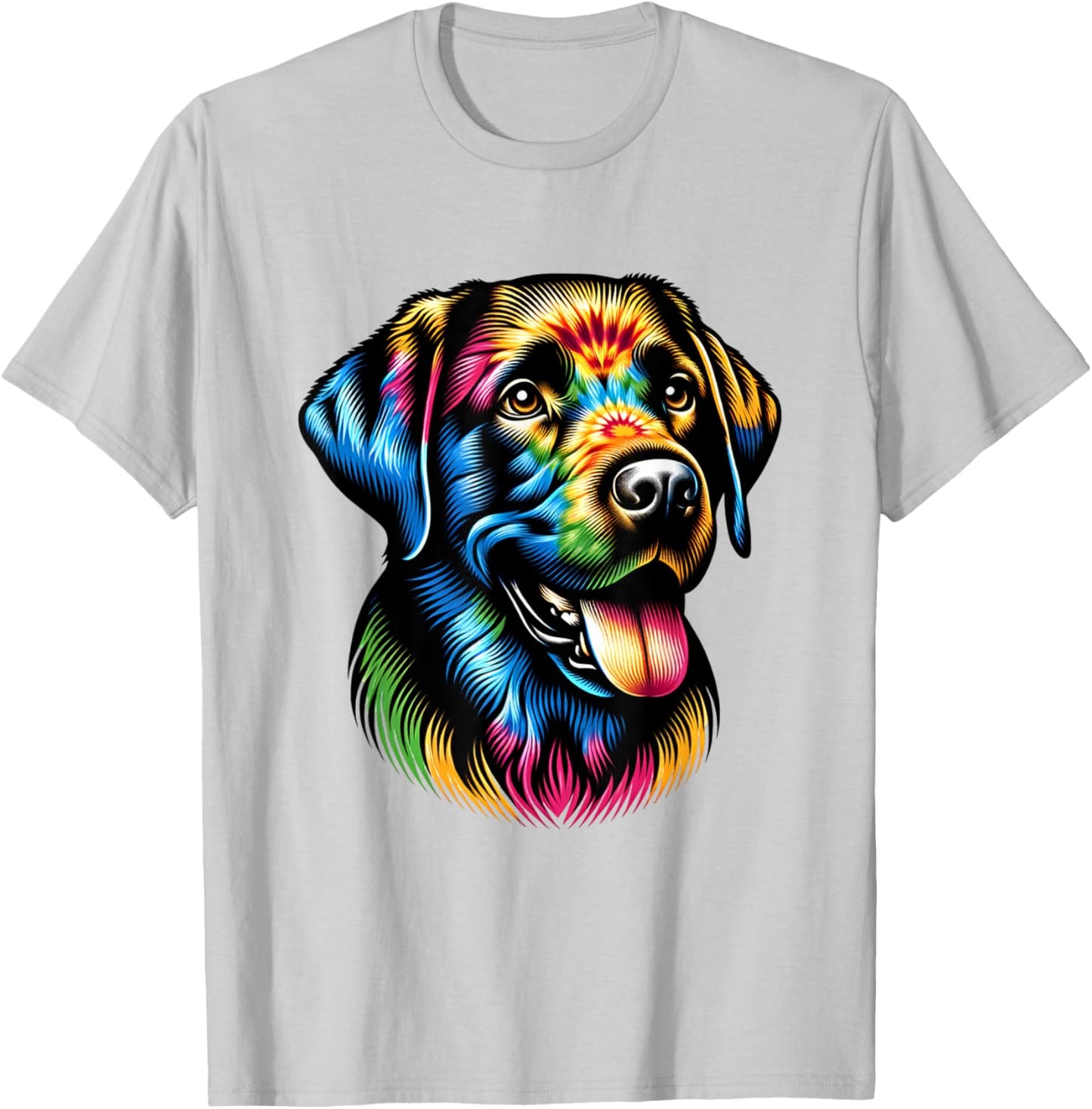 Cute Black Labrador Retriever dog Tie Dye Hippie Labrador Men Women T-Shirt - T-Shirt | Ash