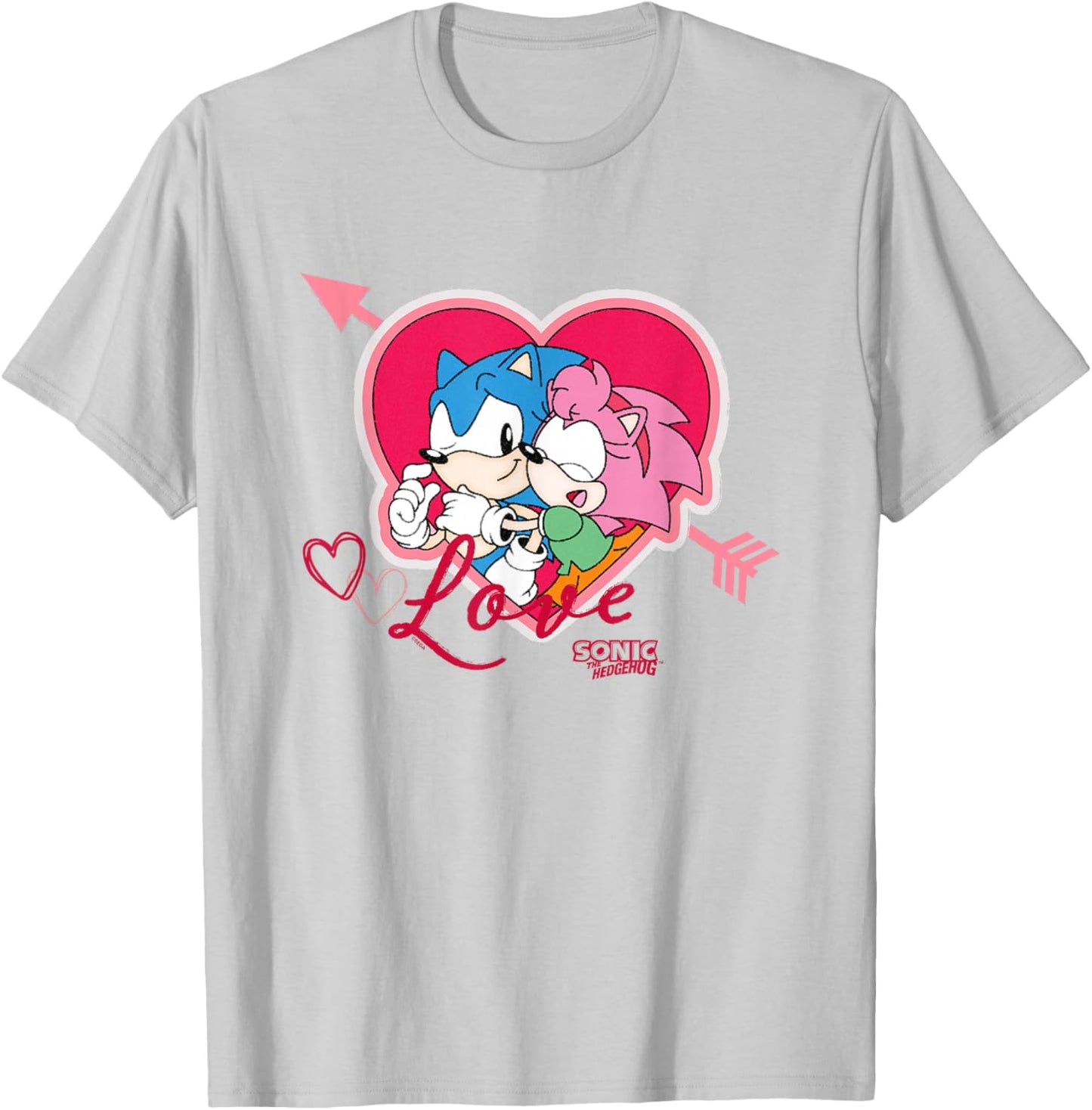 Sonic The Hedgehog Valentine's Day Sonic Amy Love Big Logo T-Shirt - T-Shirt | Ash