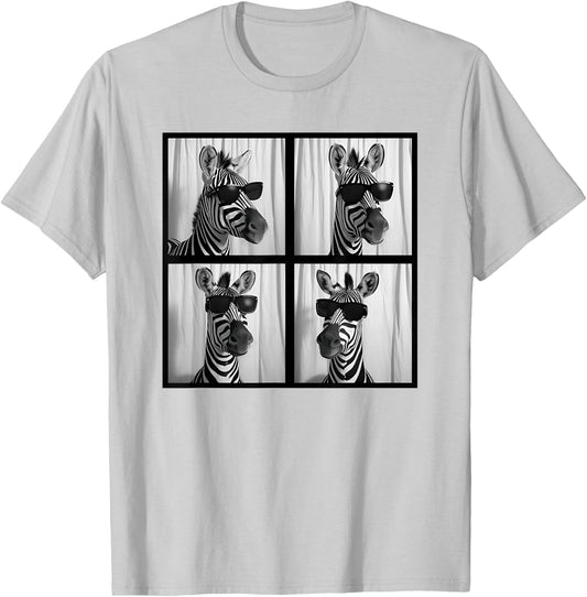 Zebra With Sunglasses Zoo Lover Funny Safari Animal Photo T-Shirt - T-Shirt | Ash