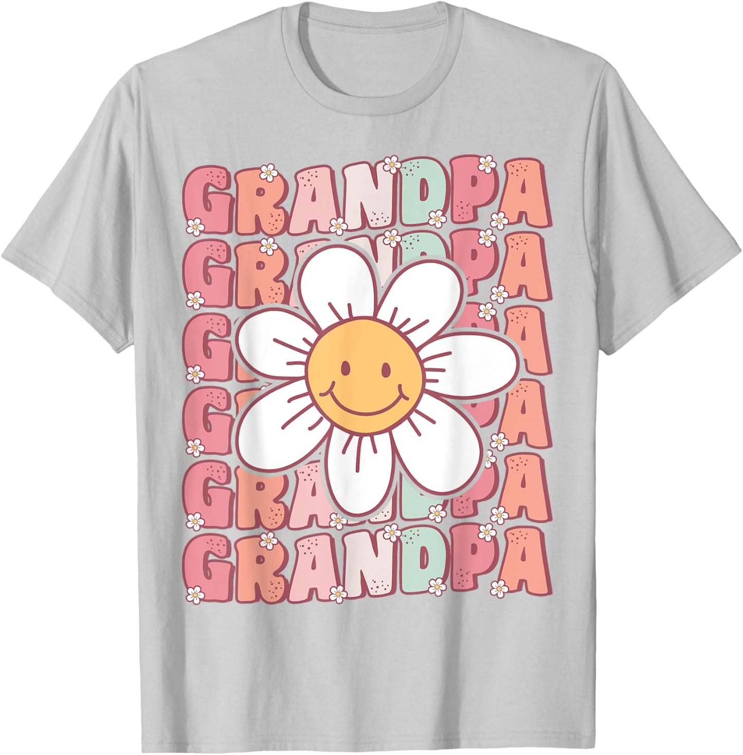 Groovy Grandpa Matching Family Birthday Party Daisy Flower T-Shirt - T-Shirt | Ash