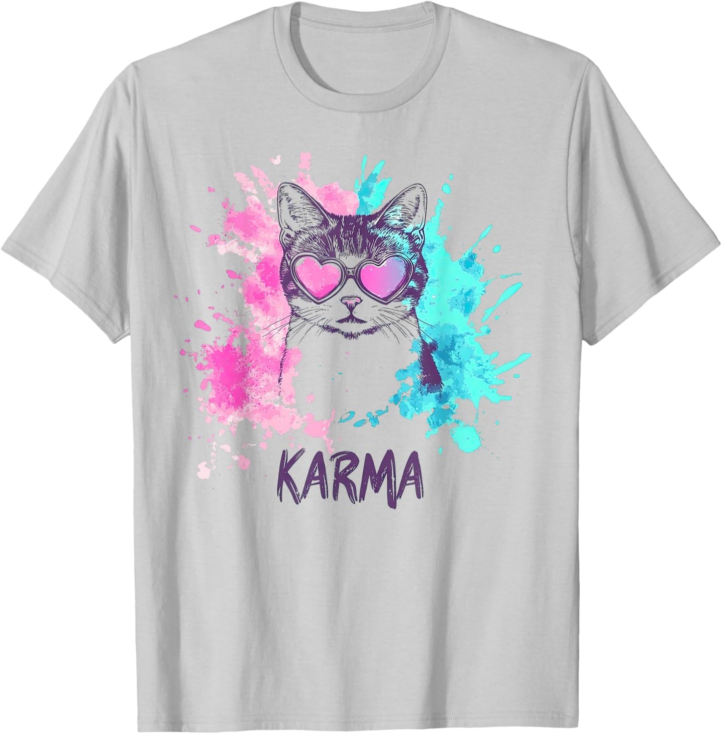 Vintage Cat Karma lovers For Teens Girls Women Men T-Shirt - T-Shirt | Ash
