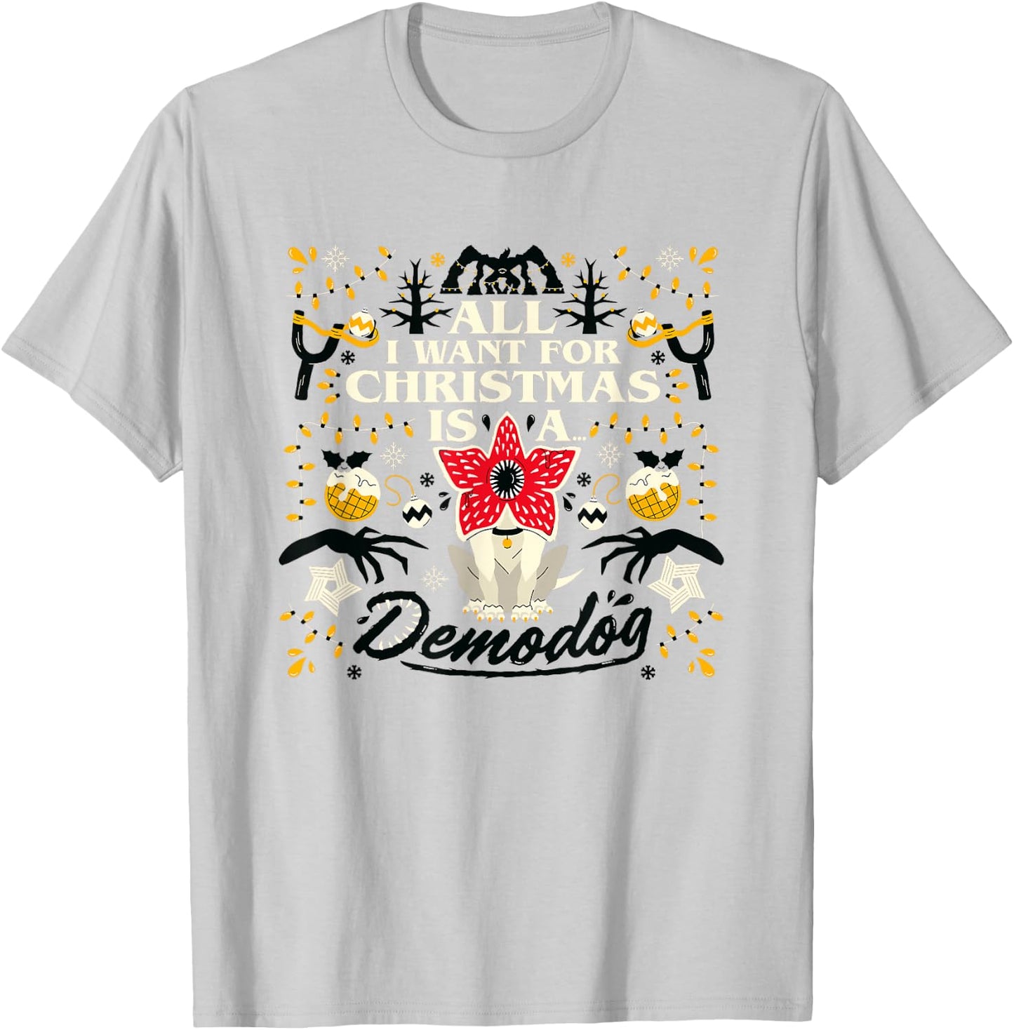 Stranger Things Christmas All I Want For Hanukah A Demodog T-Shirt - T-Shirt | Ash