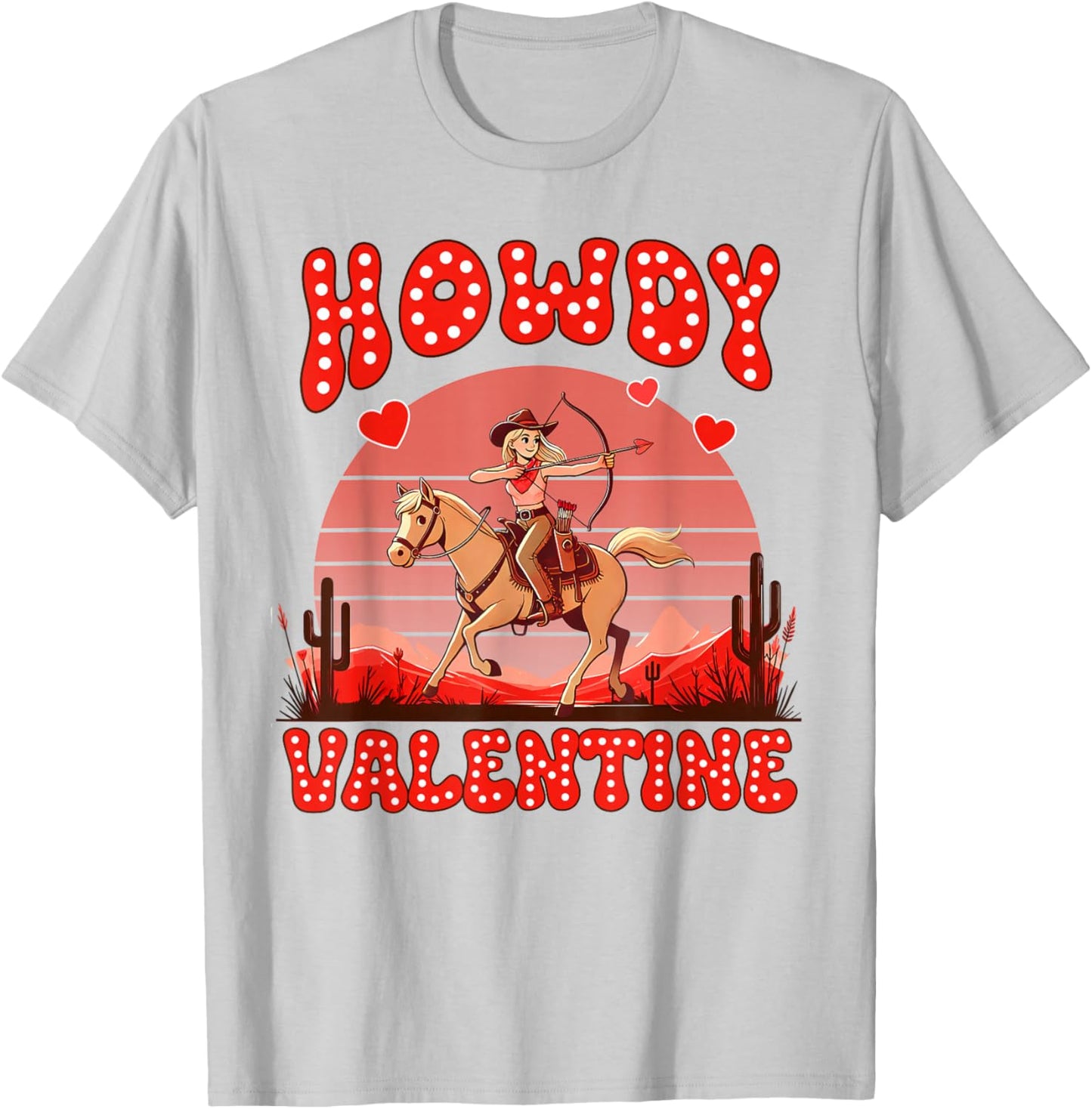 Western Country Life Valentines Howdy Valentines Cowgirl T-Shirt - T-Shirt | Ash