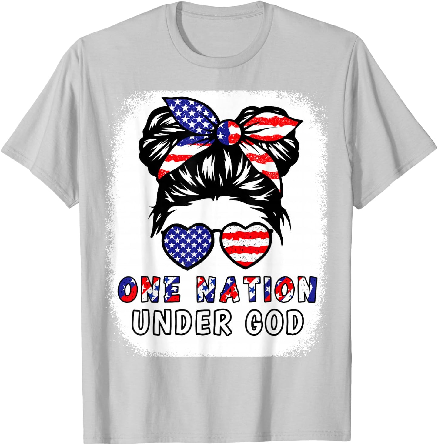 One Nation Under God Girl American Flag Patriotic Christian T-Shirt - T-Shirt | Ash
