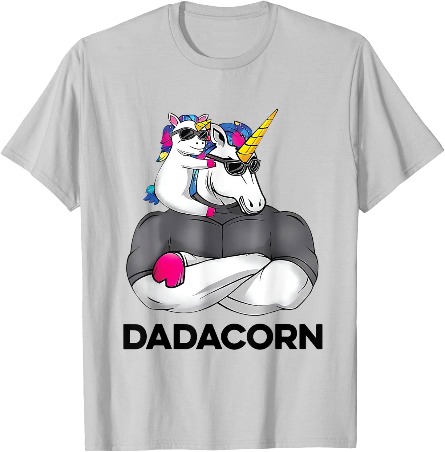 Fathers Day Gift Unicorn Dad Shirt Funny Dadacorn Men T-Shirt - T-Shirt | Ash