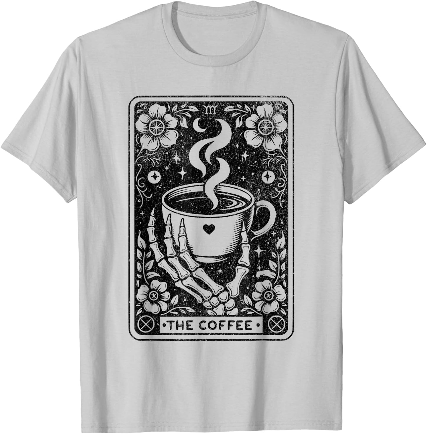 The Coffee Tarot Cards Skeleton Coffee Gifts Tarot Card T-Shirt - T-Shirt | Ash