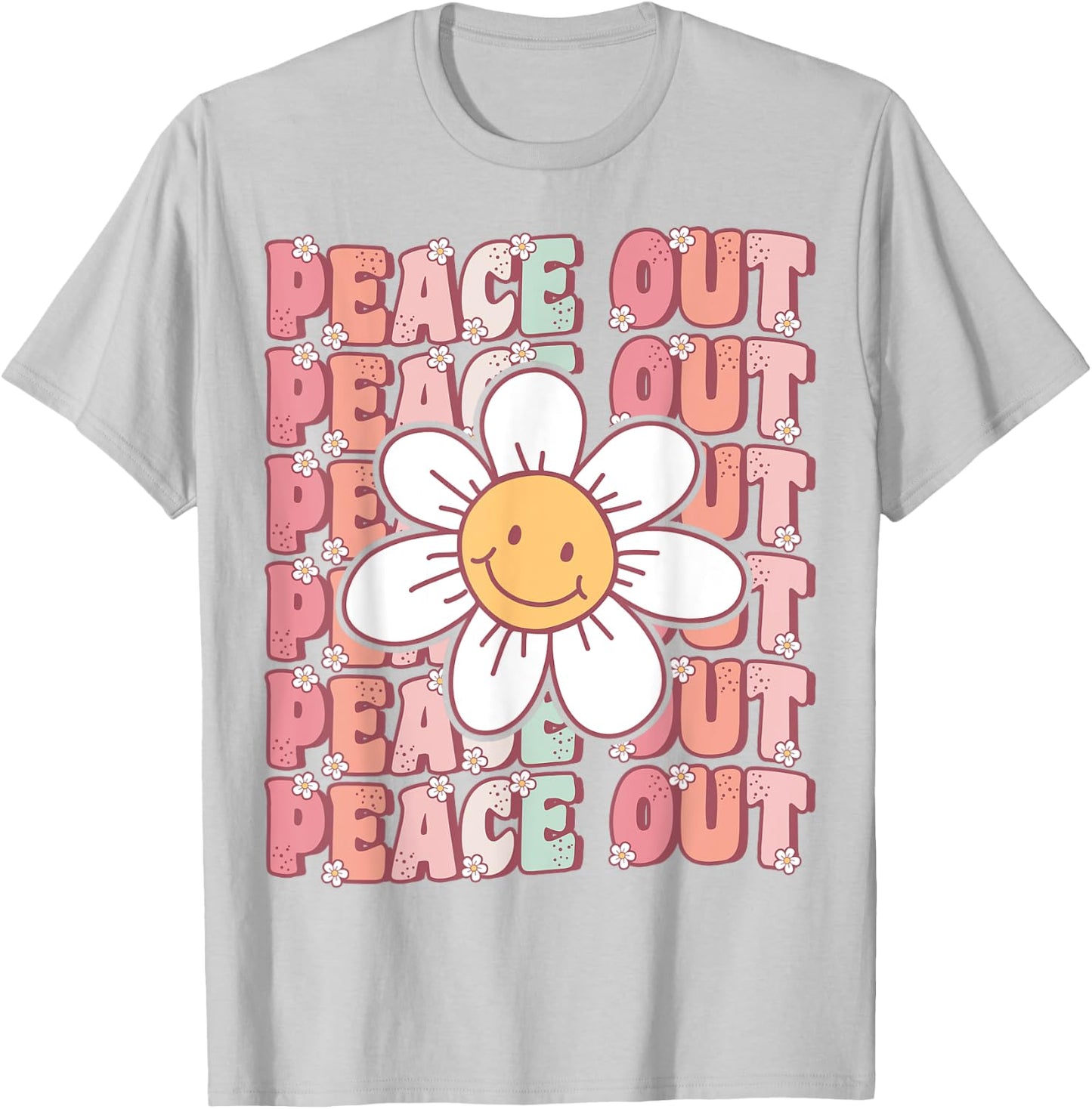 Peace Out Teacher Student Cute Groovy Last Day of School Men Women Kids T-Shirt - T-Shirt | Ash