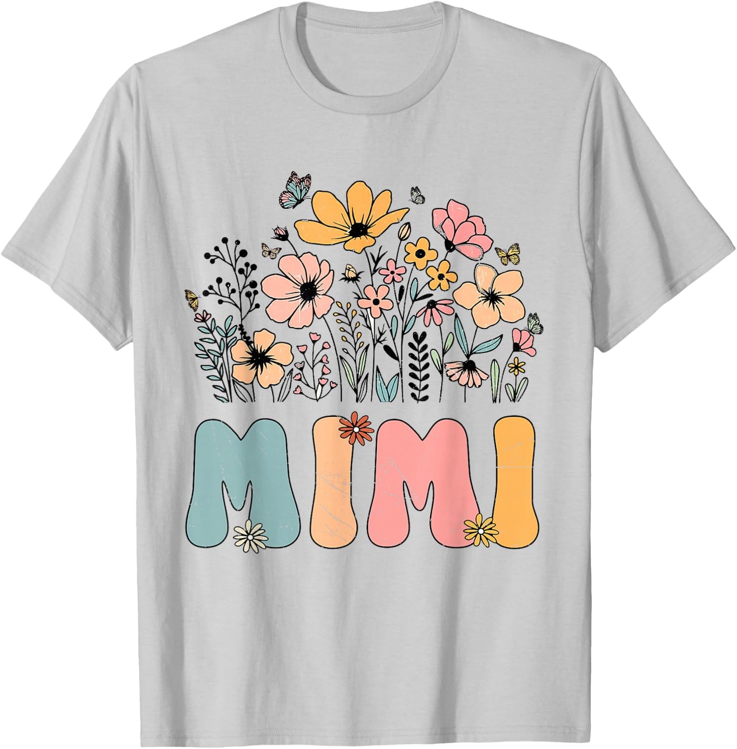 Wildflower Mimi Life Grandma Grandmother Announcement T-Shirt - T-Shirt | Ash