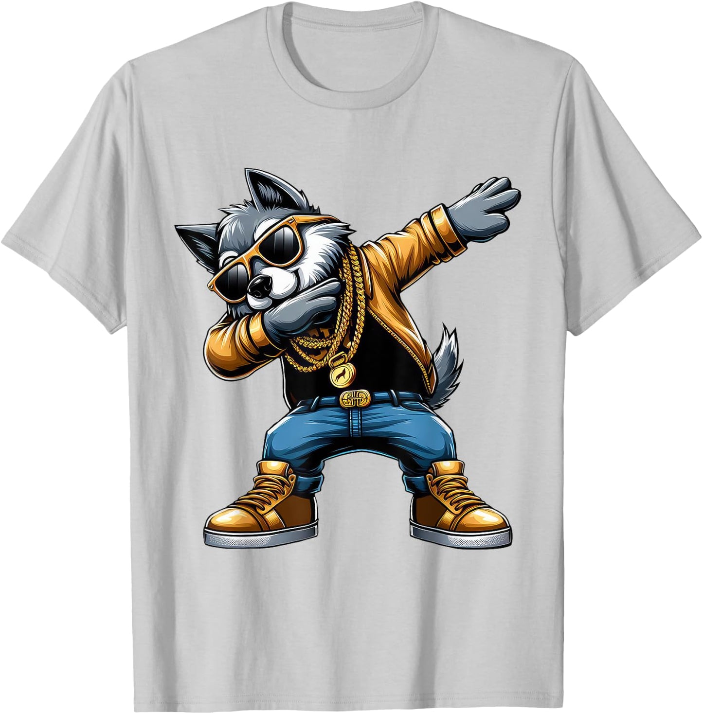 Dabbing Wolf Funny Wolf Dab Dance Boys Girls Kids T-Shirt - T-Shirt | Ash