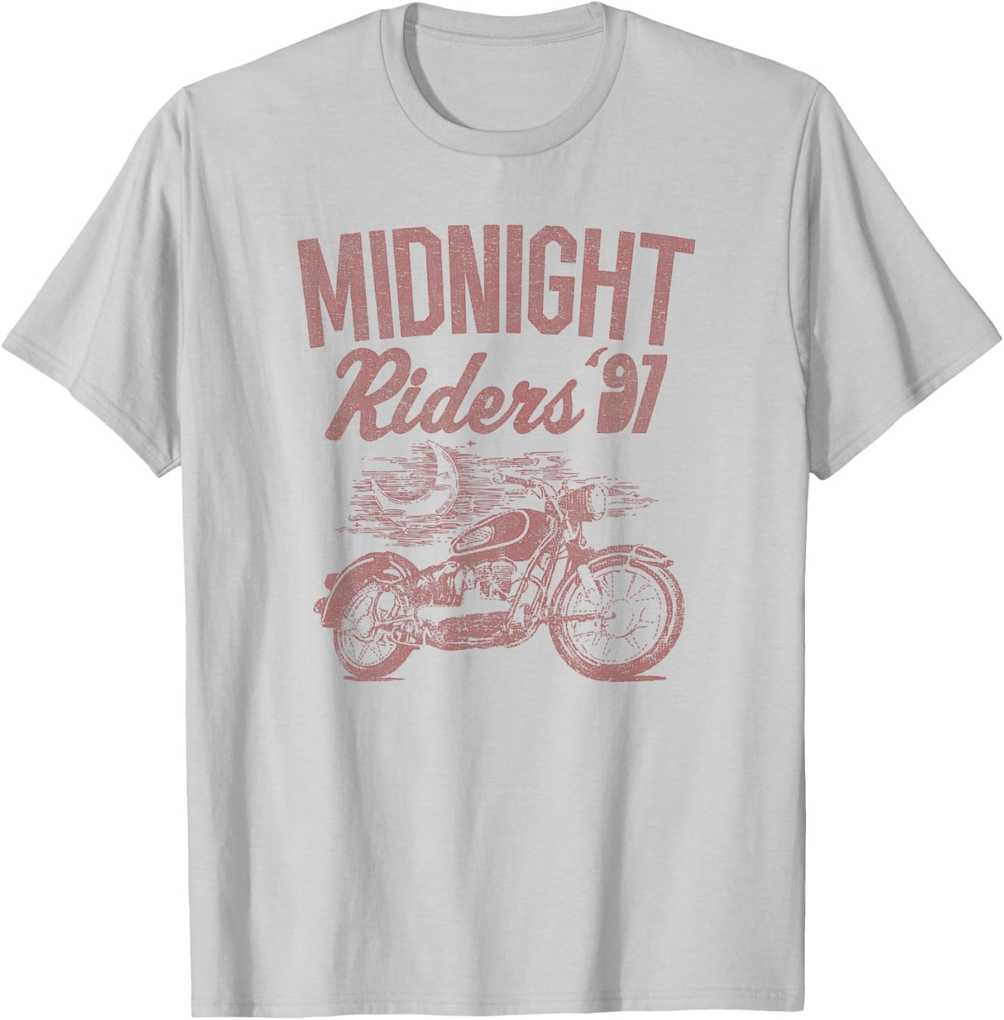 Trendy Midnight Riders '91 Faded Text, Motorcycle T-Shirt - T-Shirt | Ash