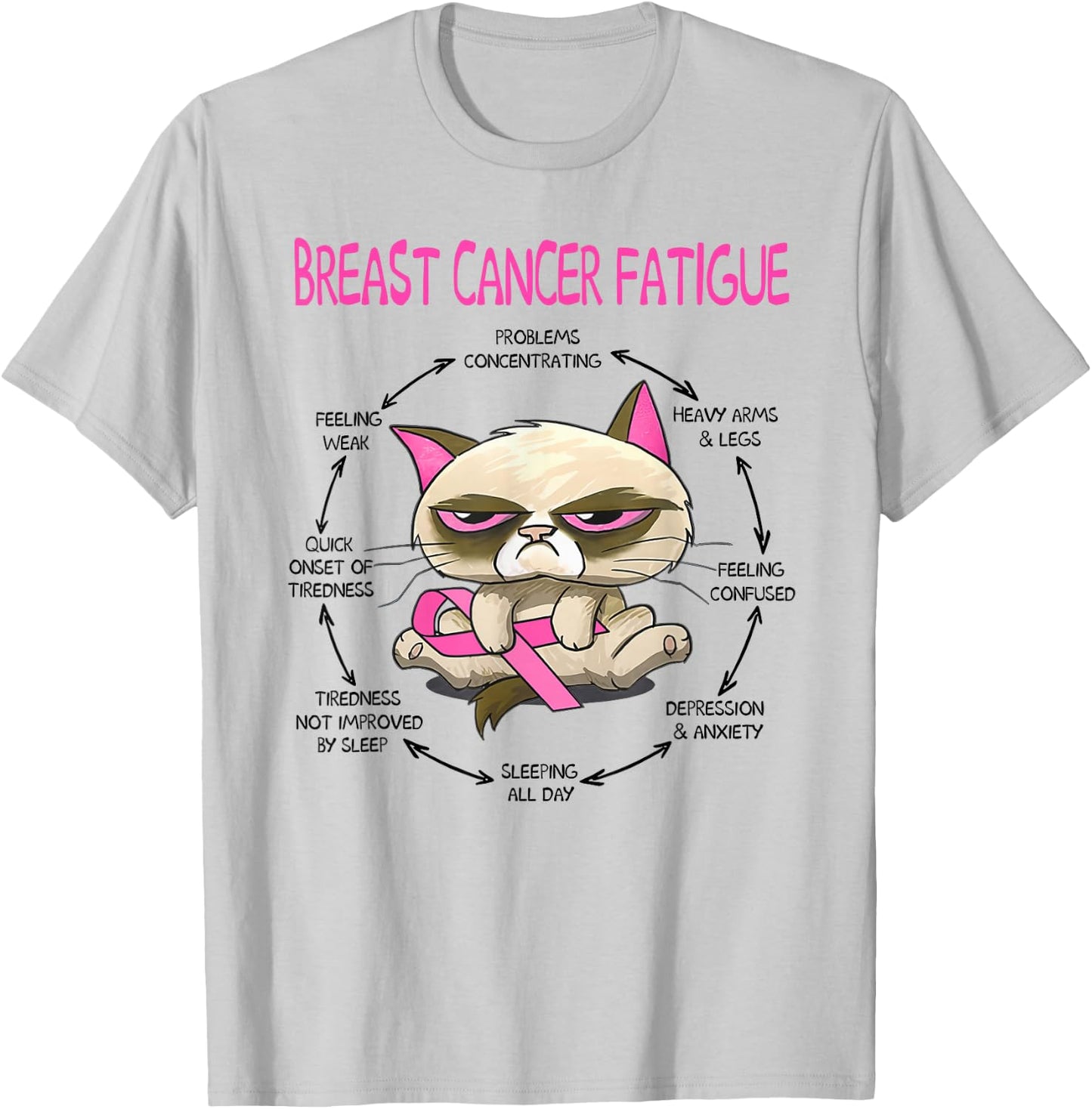 Breast cancer fatigue cat Women T-Shirt - T-Shirt | Ash