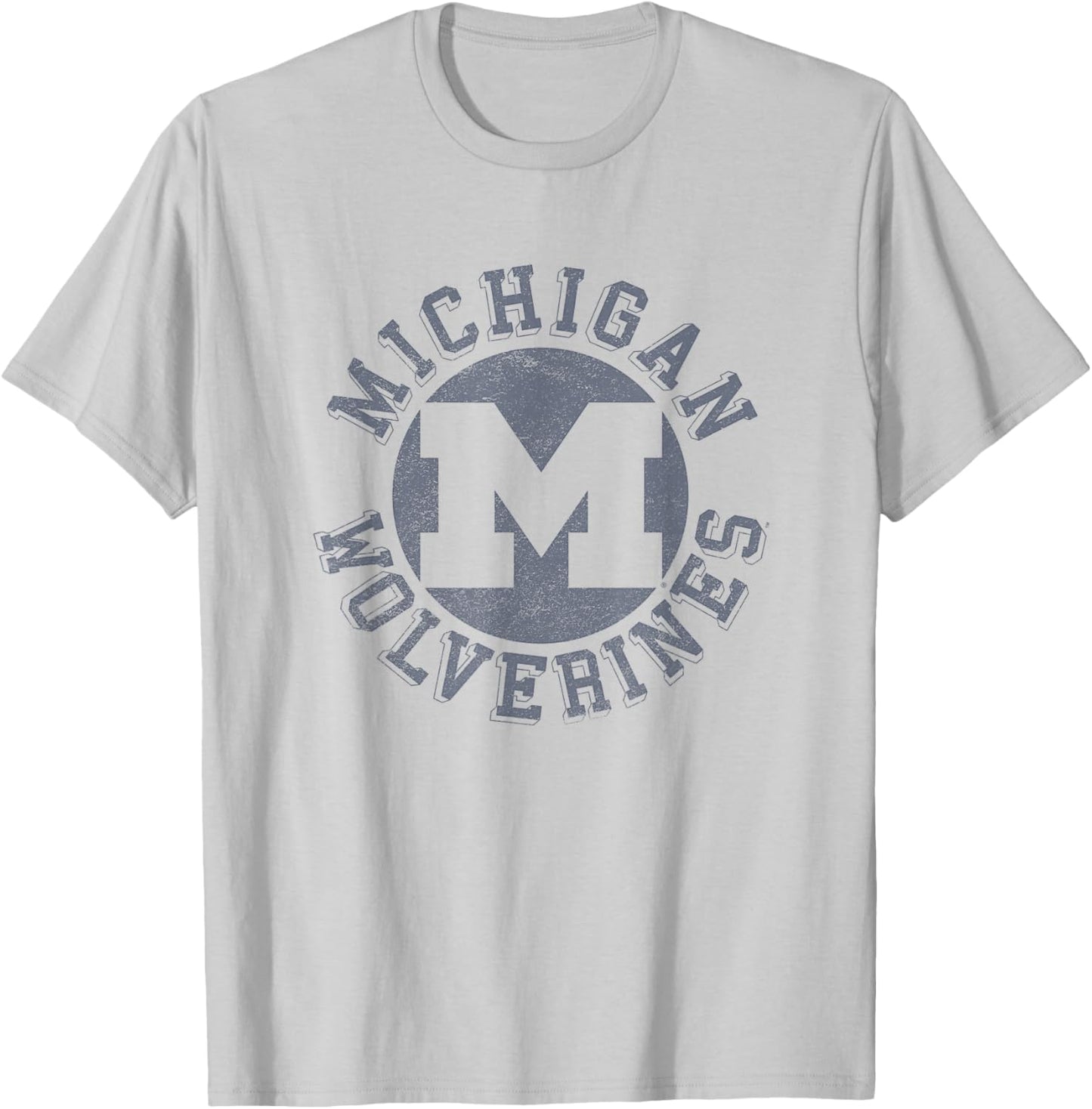 University of Michigan Wolverines U of M Classic Retro Stamp T-Shirt - T-Shirt | Ash