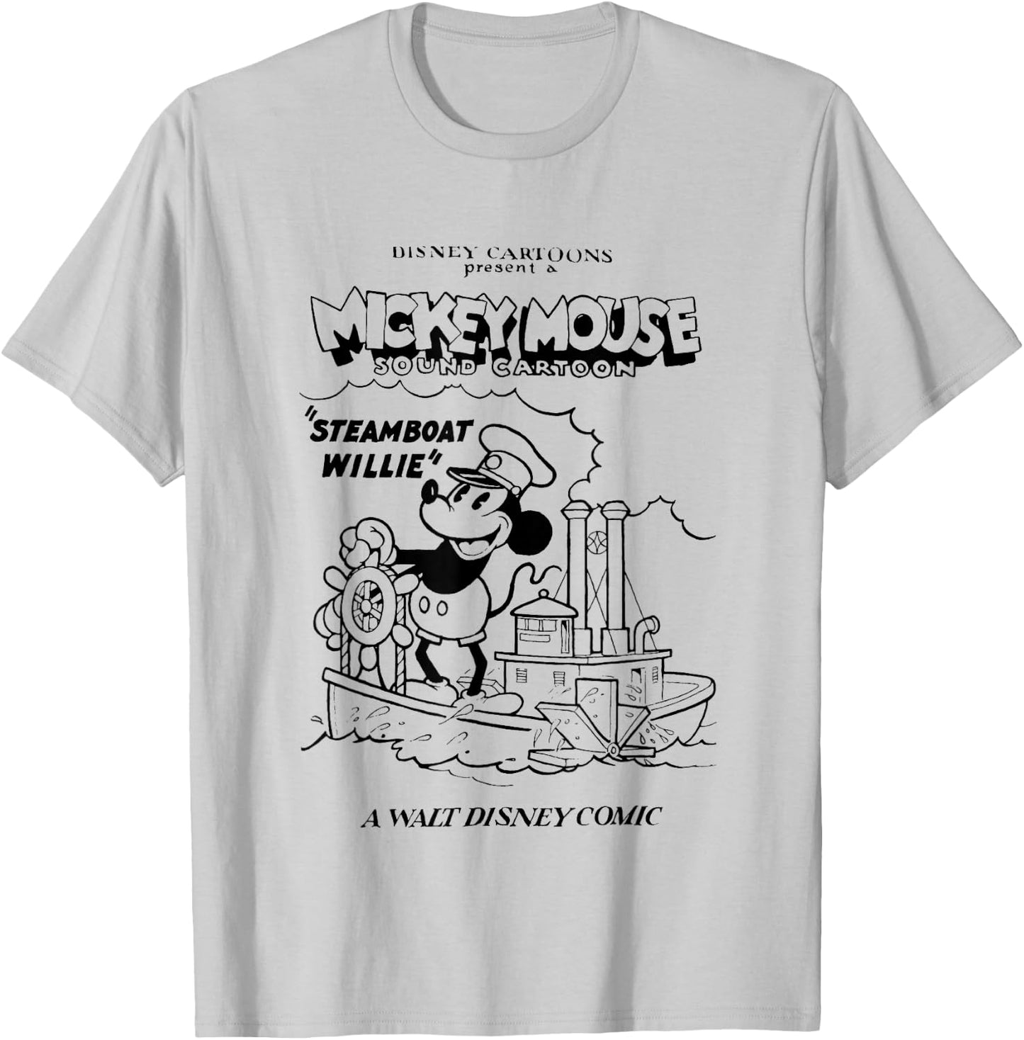 Disney Steamboat Willie A Walt Disney Comic Vintage Poster T-Shirt - T-Shirt | Ash
