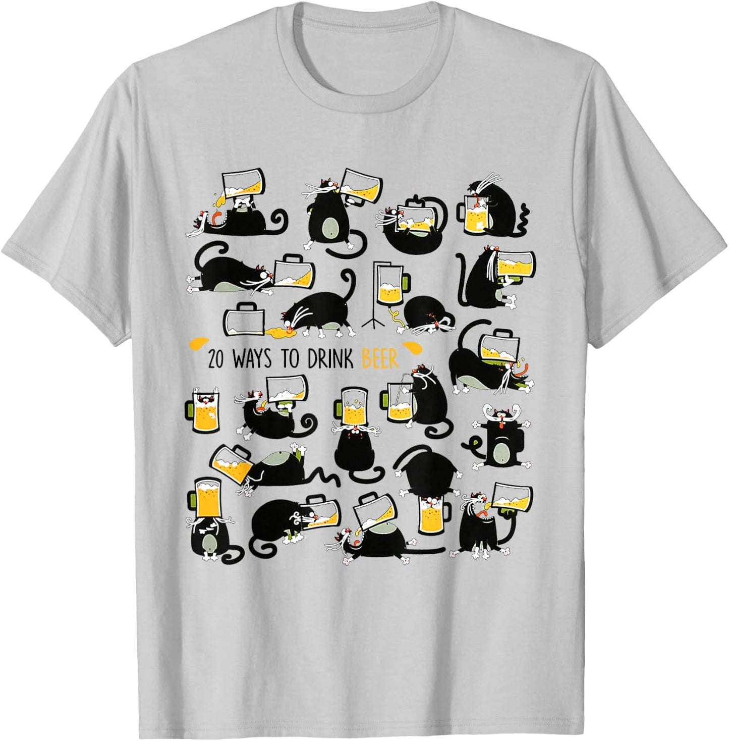 Cats Drink Beer Shirt 20 Ways To Drink Beer T-Shirt - T-Shirt | Ash