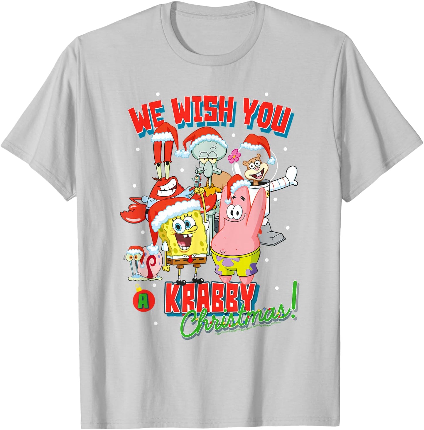 SpongeBob SquarePants Crabby Christmas T-Shirt - T-Shirt | Ash