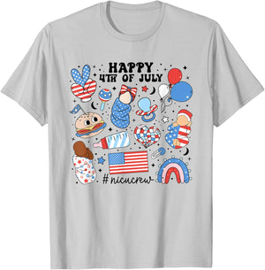4th Of July NICU Nurse Neonatal Intensive Care Unit Nurse Women Men T-Shirt - T-Shirt | Ash
