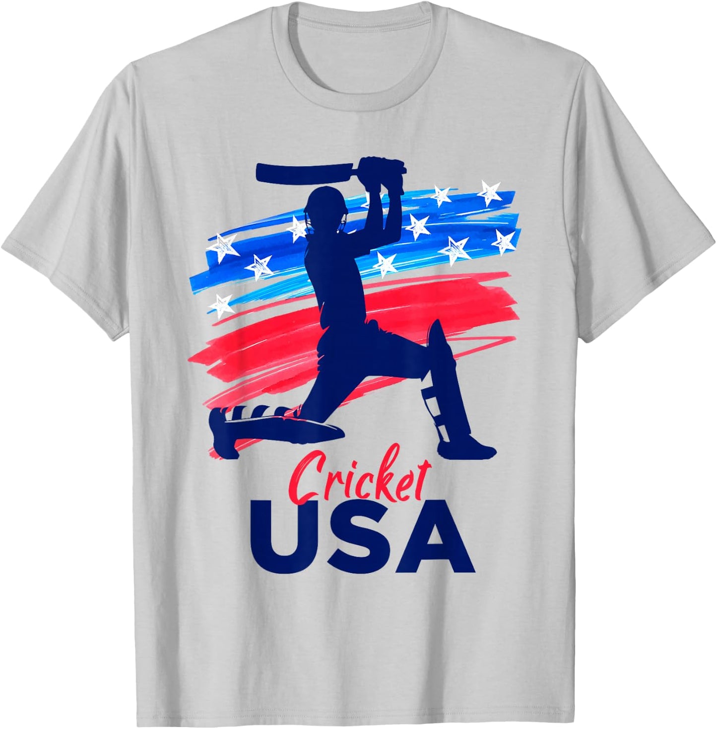 Cricket Support Team Flag USA Batsman Bowler American T-Shirt - T-Shirt | Ash