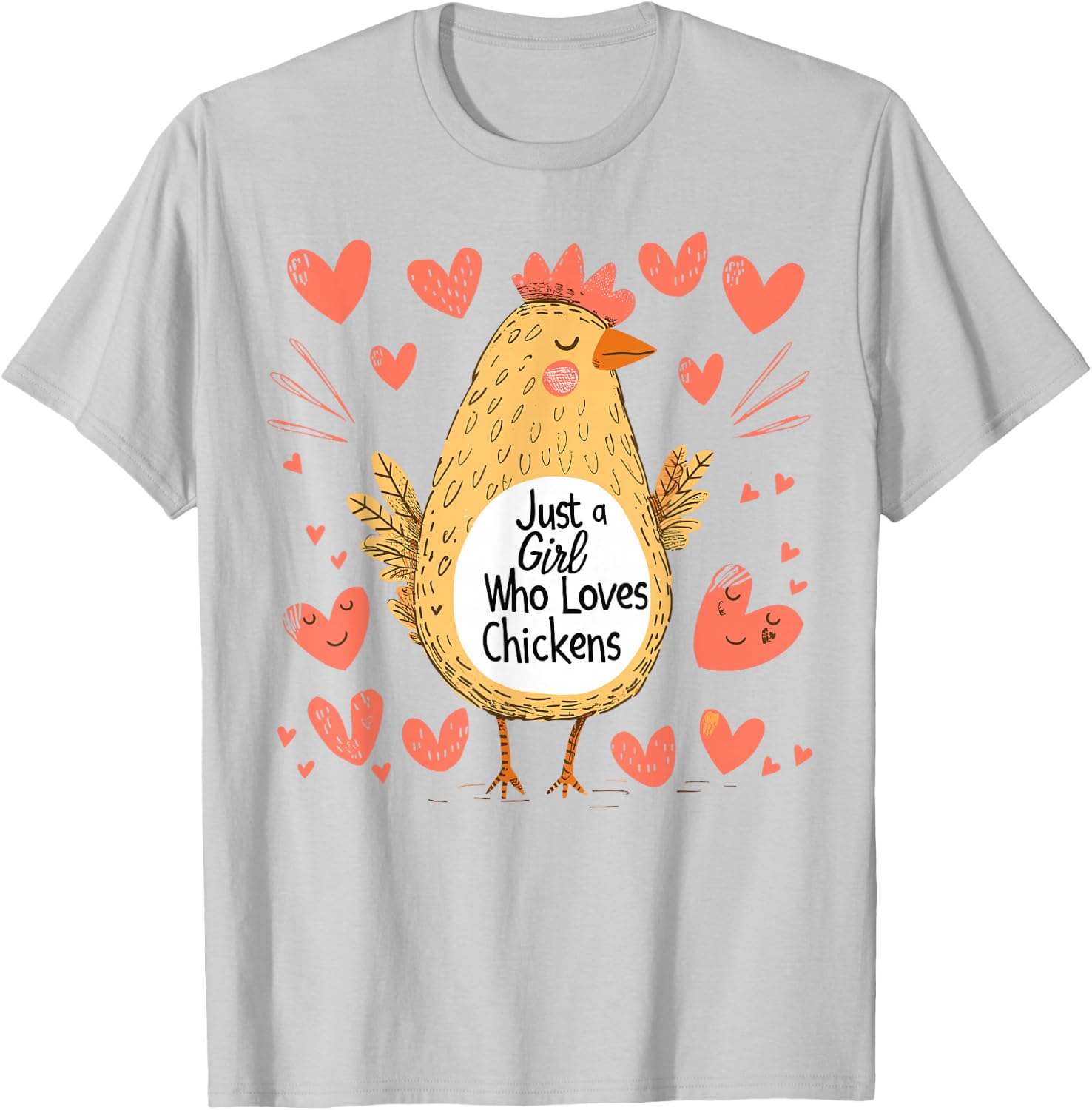 Funny Chicken Lovers Gift Just A Girl Who Loves Chickens T-Shirt - T-Shirt | Ash